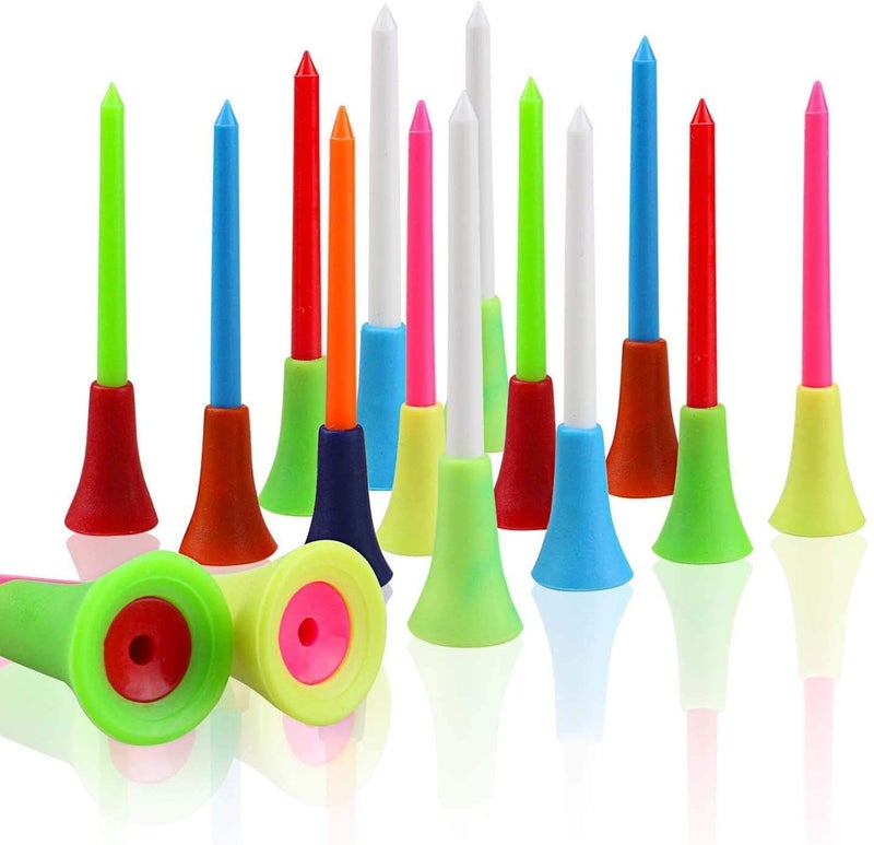 Crestgolf Rubber Cushion Top Plastic Golf Tees Mixed Colors Pack of 50pcs (2-3/4") - Image 1
